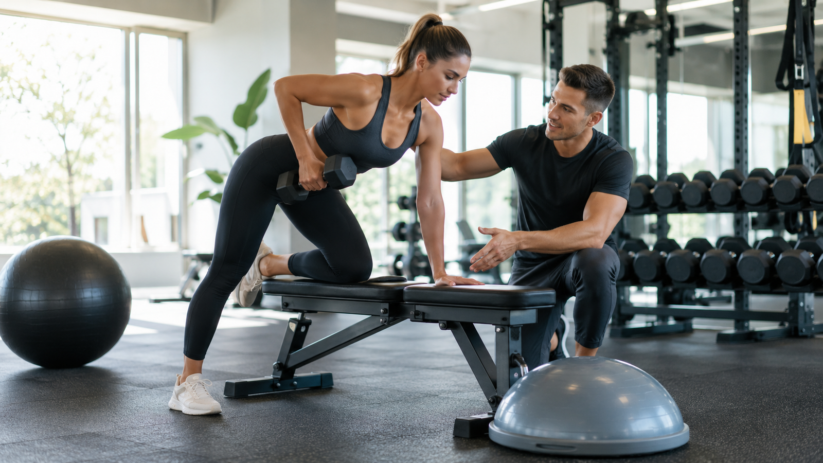 Personal training session in a modern gym
